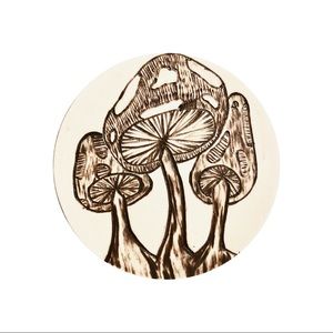 Three Little Mushrooms Pyrography Magnet